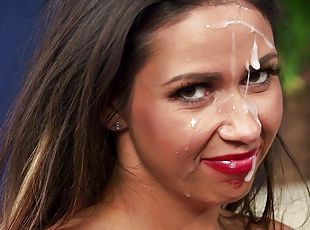 Latina stunner Roxxy Lea First Facial clip