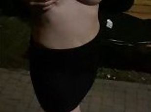 Showed her tits right in the park in the evening