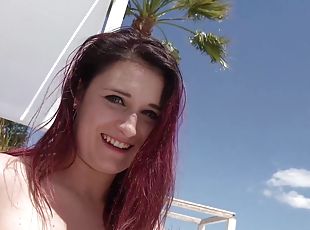 Redhead 18Yo Girl Cheating BF with Fornicate on Pool at Holiday Pickup
