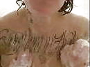  tattooed woman in shower on periscope
