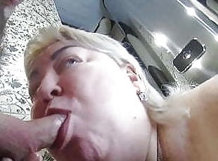 She sucks cock in the toilet and gets a portion of cum on her Tits