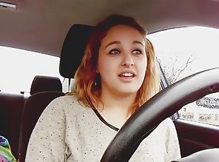 Sexy teen pornstar in talking about her personal life while driving