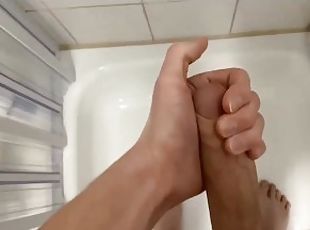 Masterbating Big Dick in Hot Shower