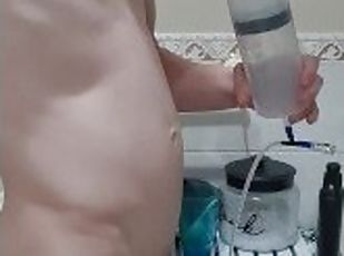 Huge Round Belly Inflation Using My 500ml Syringe