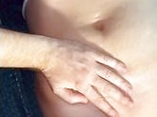 Stepdad slipped his fingers in young tight pussy and got a messy surprise