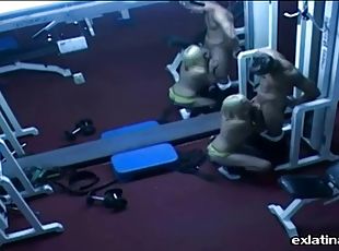 Hidden camera films old guy fucking young latina in gym