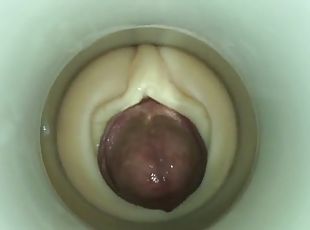 Master of masturbation, guy with sperm on camera