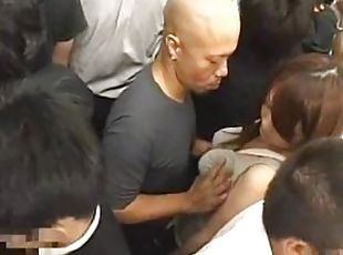 Japanese Teen - Big boobs girl molested on a train
