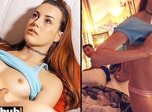 FAKEhub - POV you are Sharing A Bed with your super cute Redhead petite sexy Stepsis