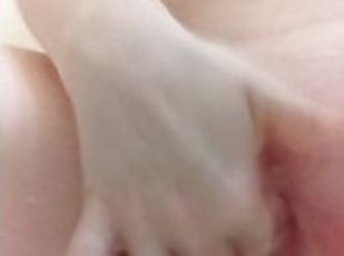 I'm playing with my pussy after shower - wet shaved pussy close-up - loud pussy, clit rubbing noises