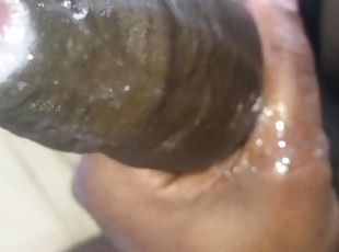 big black cock cums hard while talking nasty and plays with the mess