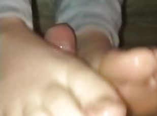Barely Legal Daddy's Girl Gives Cute Foot job And Gets Fucked