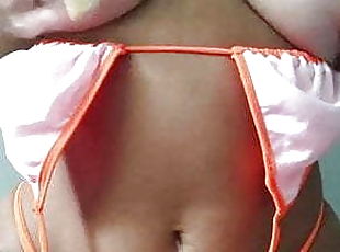 Big Tits Orange Bikini
