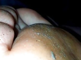 Full vid - worshipping extremely dirty feet, eating sock lint, fluff and filth off her soles