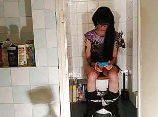 Sexy goth teen pees while playing with her phone pt1 HD