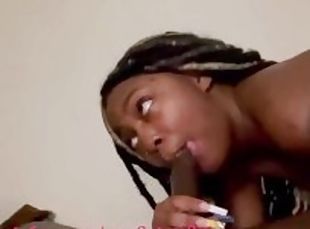 Ebony teen swallows huge bbc