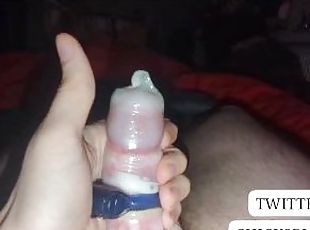 NEW COCKRING MASTURBATION & CUMMING IN WET CONDOM