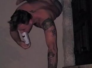 Shotguning a Whiteclaw while doing a handstand