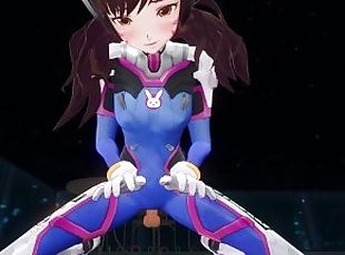 3D HENTAI POV DVA in tight suit rides your cock