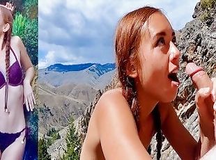 Naughty Outdoors! Waterfall Striptease and Cliffside Sex