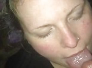 Step sister takes cum while parents are asleep