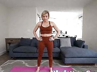 Blonde Yoga Expert Kyla Keys Stretches Nude And Masturbates