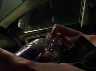 Peeing in a bottle in public