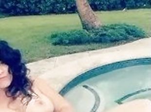 Horny Bi- Sexual Sexy Latina with Big tits naked in pool playing with  pussy till she cums.. yum