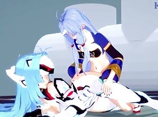 KOS-MOS and Suzuka-Hime have intense futanari sex - Xenosaga & SRW OG Saga: Endless Frontier Hentai