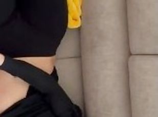 Cum on black leggings