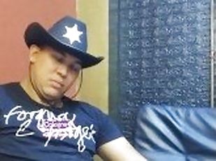 Cowboy man masturbating on the Webcam