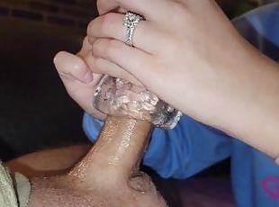 isteri, amateur, peju, milfs, alat-mainan, merangsang-dengan-tangan, rambut-kuning, susu, femdom