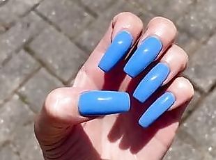 My new blue long nails freshly done