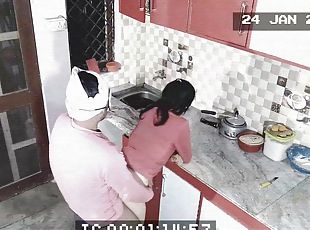 Owner And Maid Caught In Kitchen. Blowjob And Hard Fuck