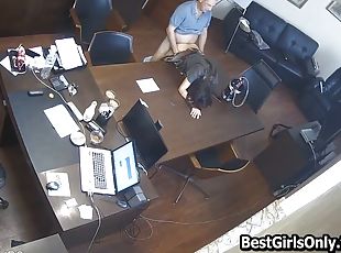 Russian boss fucks secretary in the office on hidden cam