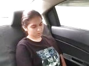 Solo girl secretly masturbating in uber