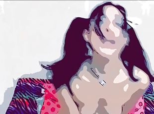 Animated teen in pigtails sucks and fucks dildo until you both cum in POV