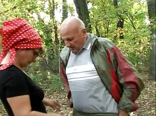 Hardcore outdoor sex with granny and granpda