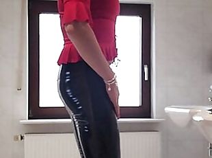 Walking in latex and heels