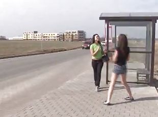 Hot outdoor lesbian scissoring