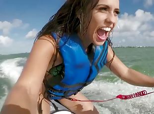 Kelsi monroe jiggles her booty while fucking on scooter in ocean