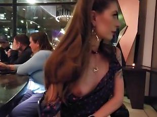So embarrassed when husband had me remove my panties and show my pussy in a busy bar!