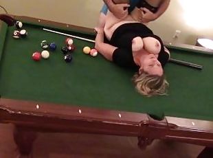Pool Table Fuck sexy big boob wife in heels orgasms hard