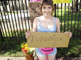 Fund Me & Fuck Me: busty brunette babe will do anything to fundrise money - feat Zeus