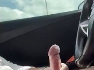 Public moaning in my car before a huge cumshot