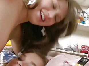 Two brunette German teen girls having fun with all kinds of sex toys