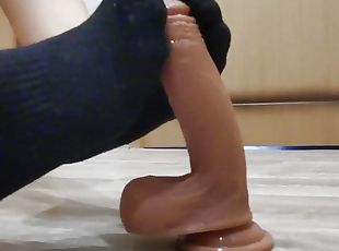 Footjob in black socks