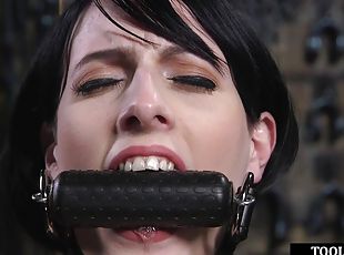 BDSM ballgagged babe learns electrosex with master 4 or