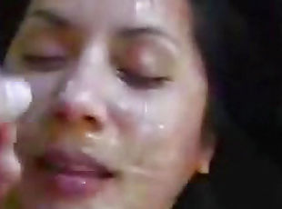 Girlfriend is getting sperm on her face