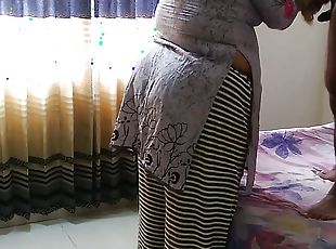 Indonesian MILF Hot stepmom standing in room when stepson came &amp; tied her hands then fucked her Rough - Huge Cumshot